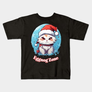 Eggnog Zone - Christmas Cat - Cute Graphic Quote Kids T-Shirt